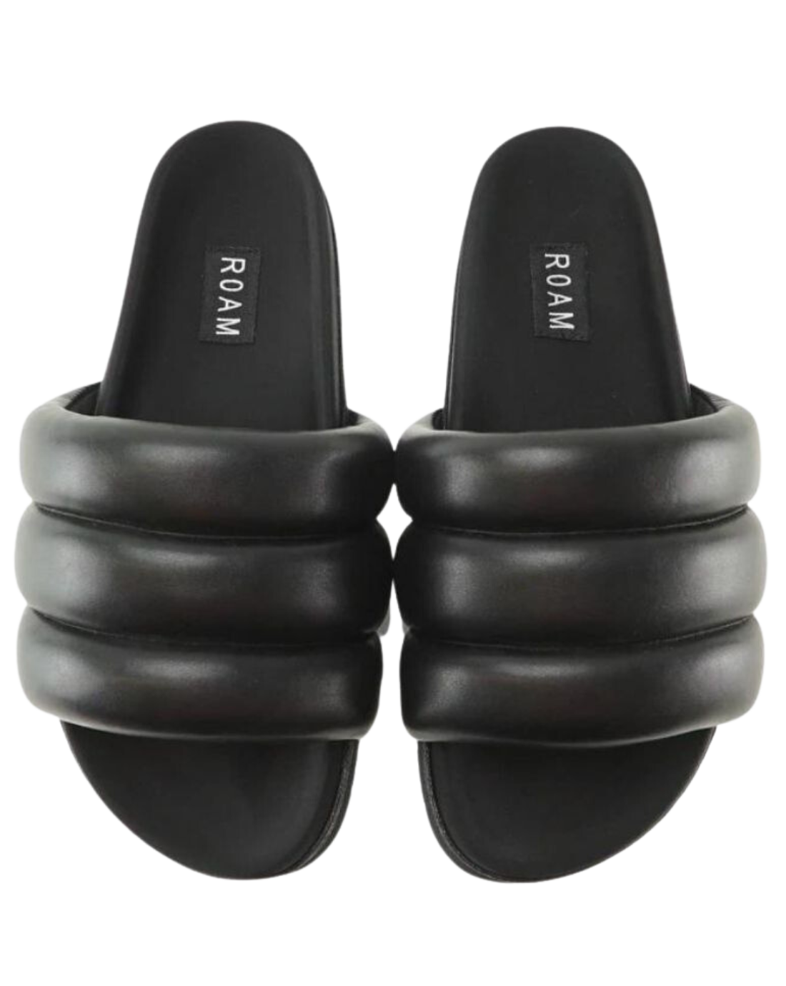 Puffy Vegan Leather Sandals, black