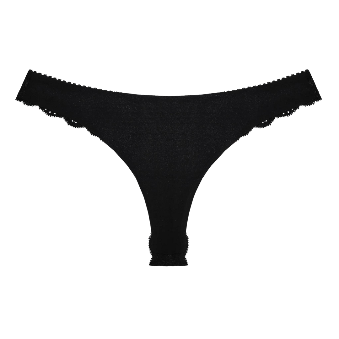 Charlotte Lace Seamless Thong, Black