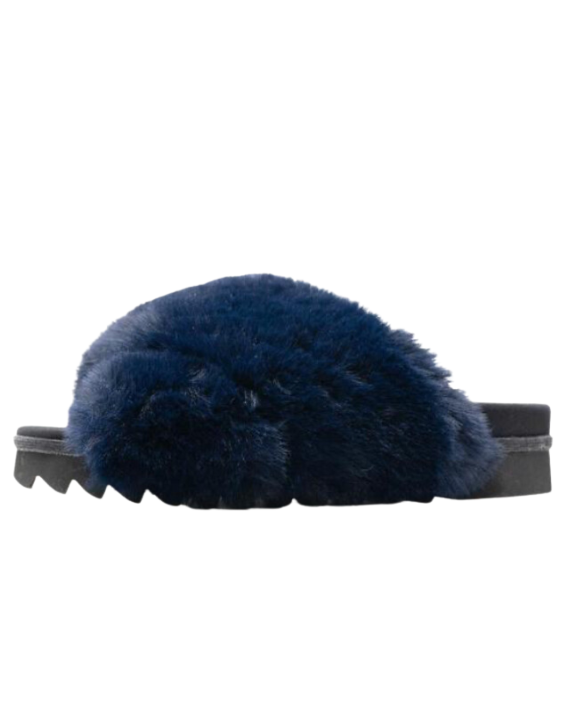 Mink Cloud Slippers, Navy Faux Fur