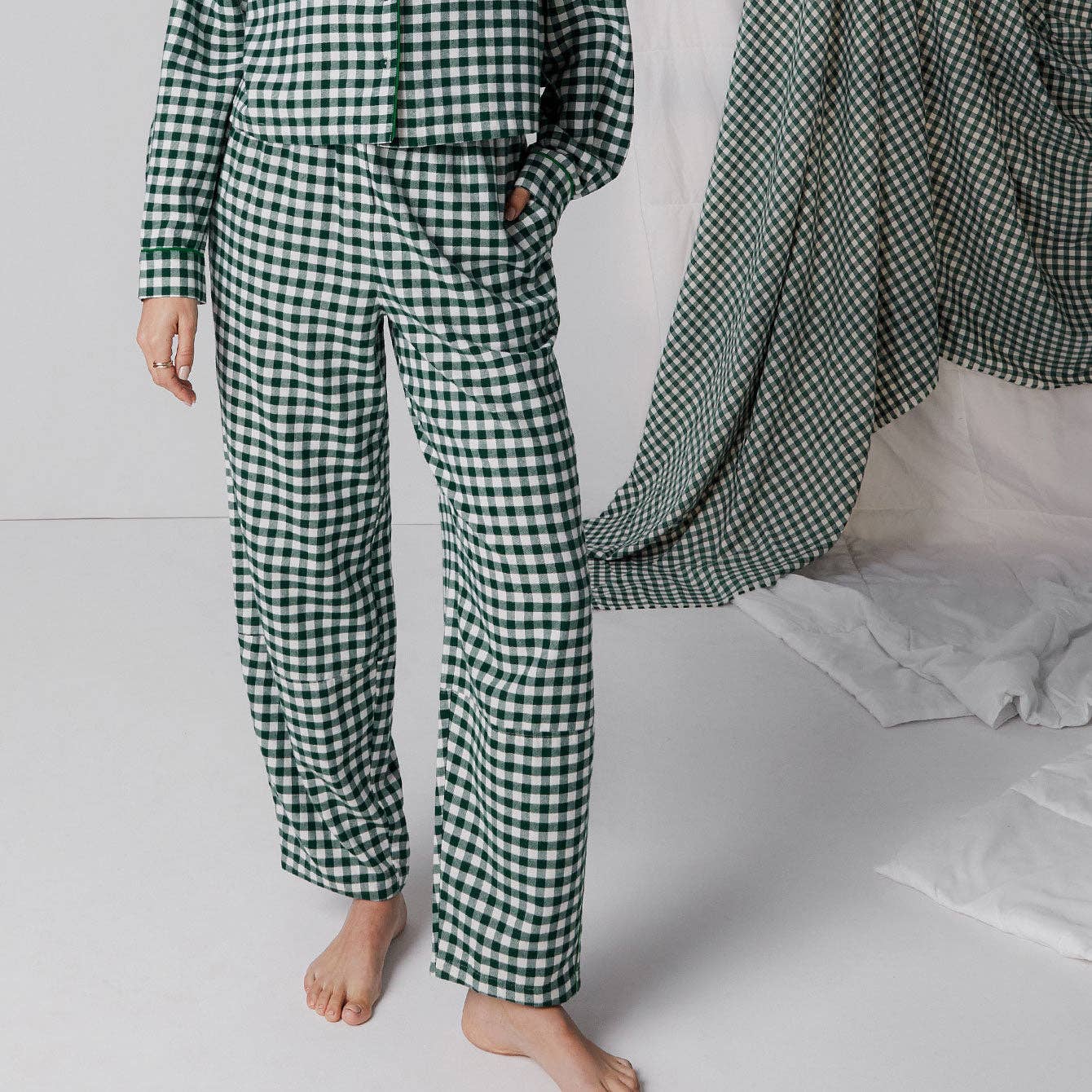 Brushed Flannel Shaped Pant, Verdant Check