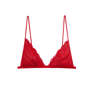 Charlotte Lace Triangle Bra, Red