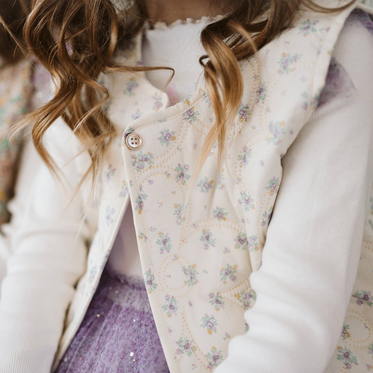 Flower Frill Vest, Purple