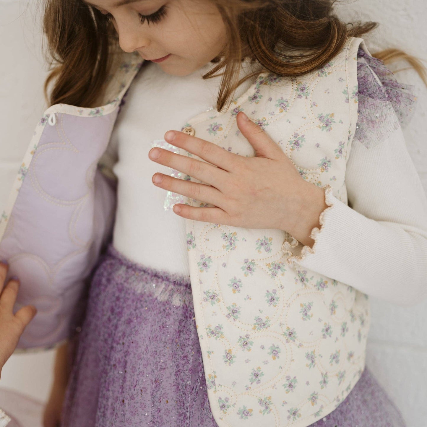 Flower Frill Vest, Purple