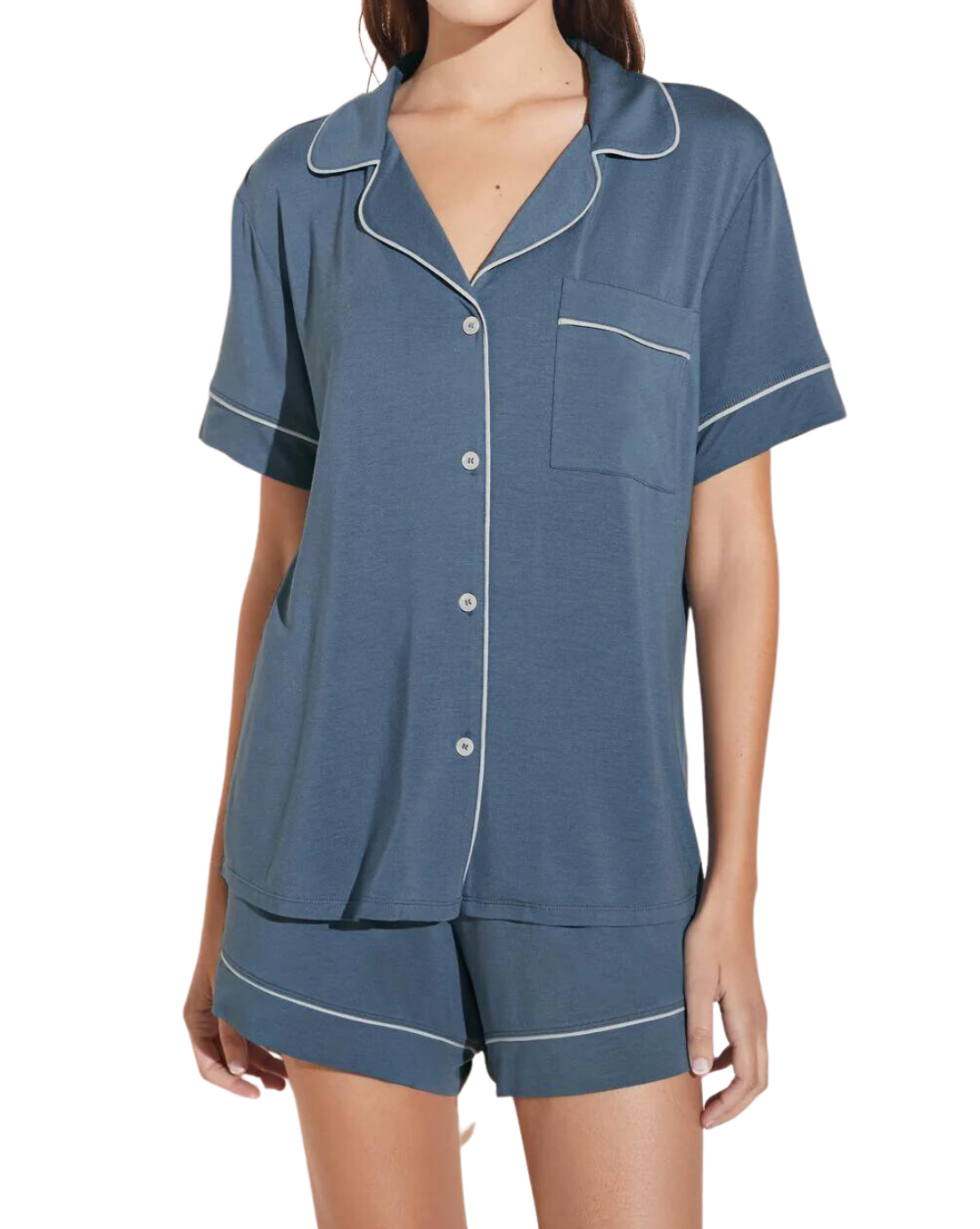 Gisele Modal Relaxed Short PJ Set, Coastal Blue