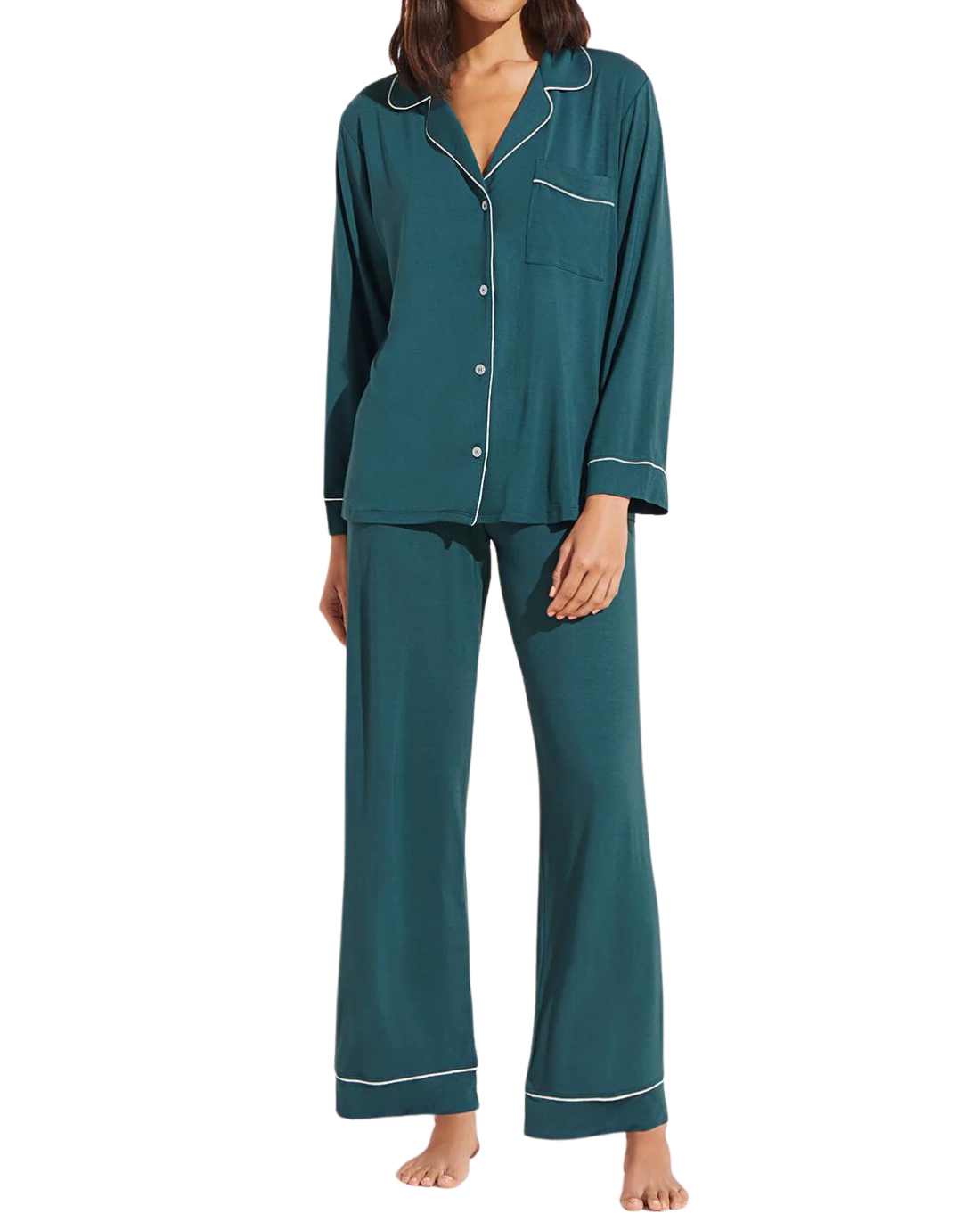 Gisele Long PJ Set, Evergreen Ivory