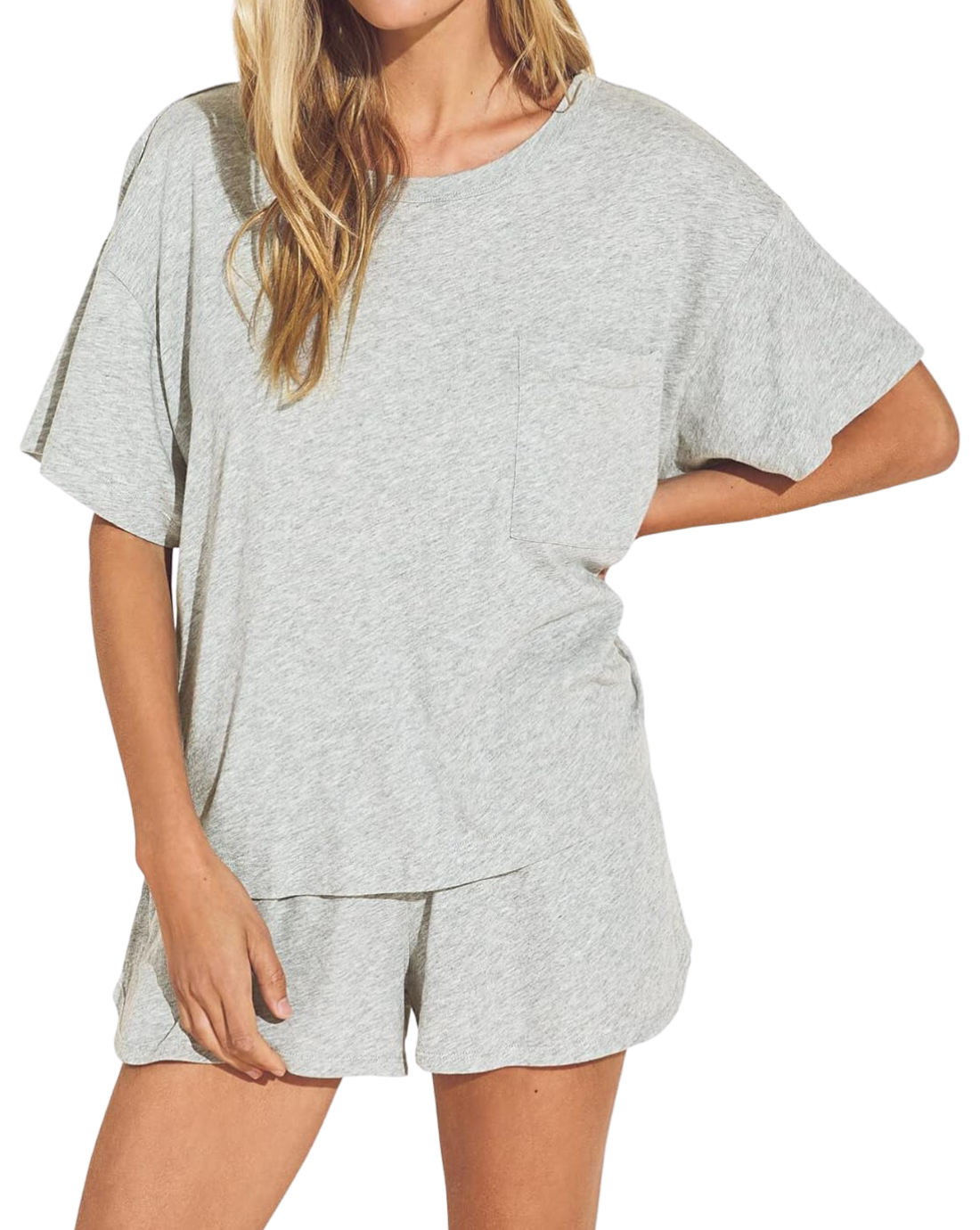 Aloe Cotton Short Sleeve Top, Heather Grey