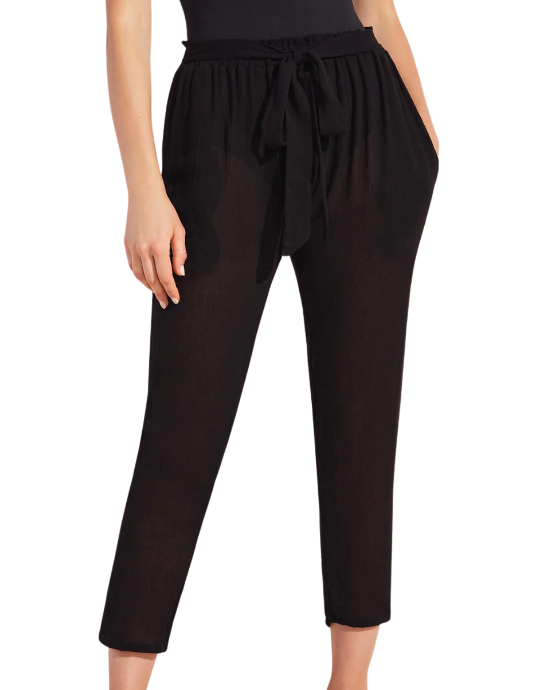 Hudson Breezy Weave Beach Pant, Black