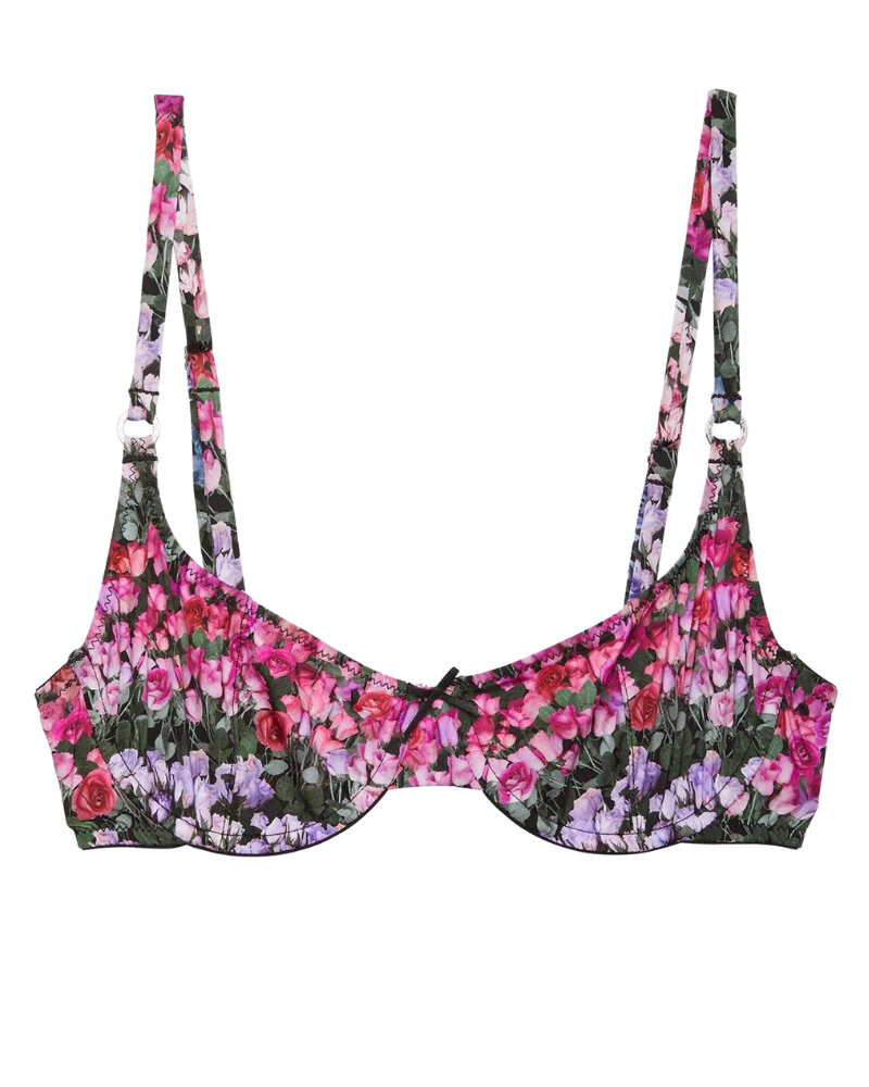 Jersey Scooped Balconette Bra, Rose Stripe