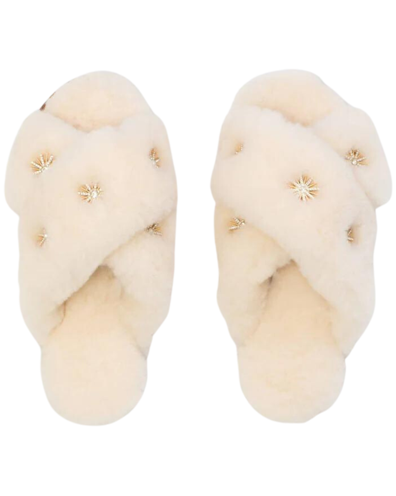 Criss-Cross Sheepskin Slippers