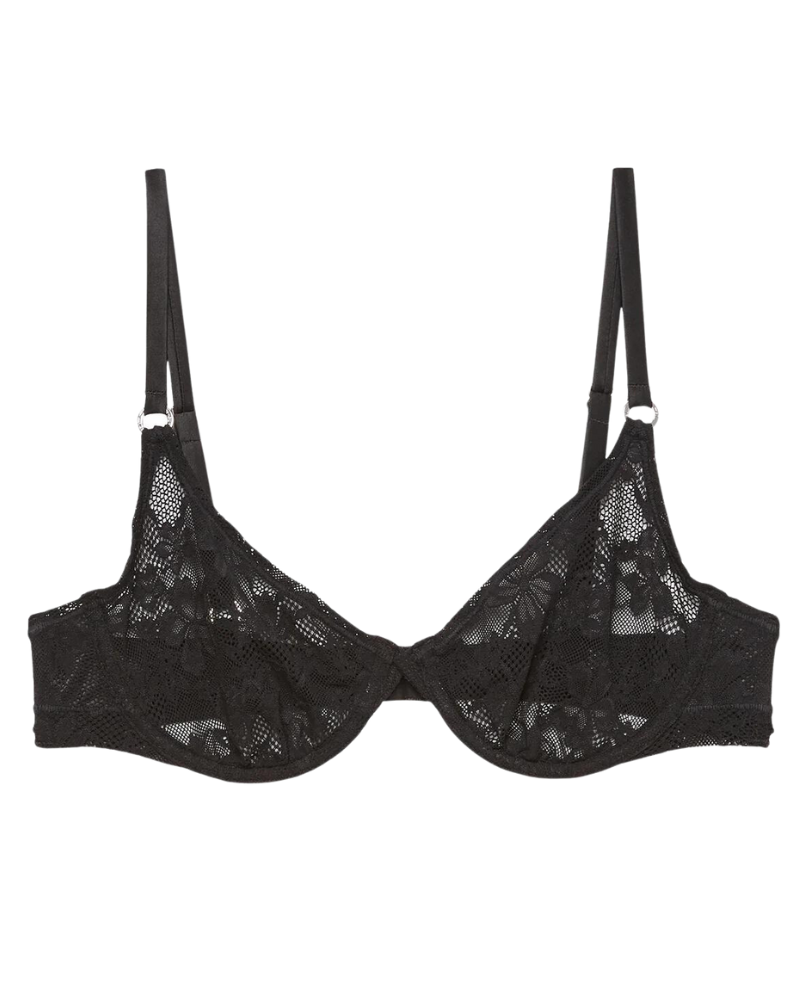 Le Stretch Lace Demi Bra, Black