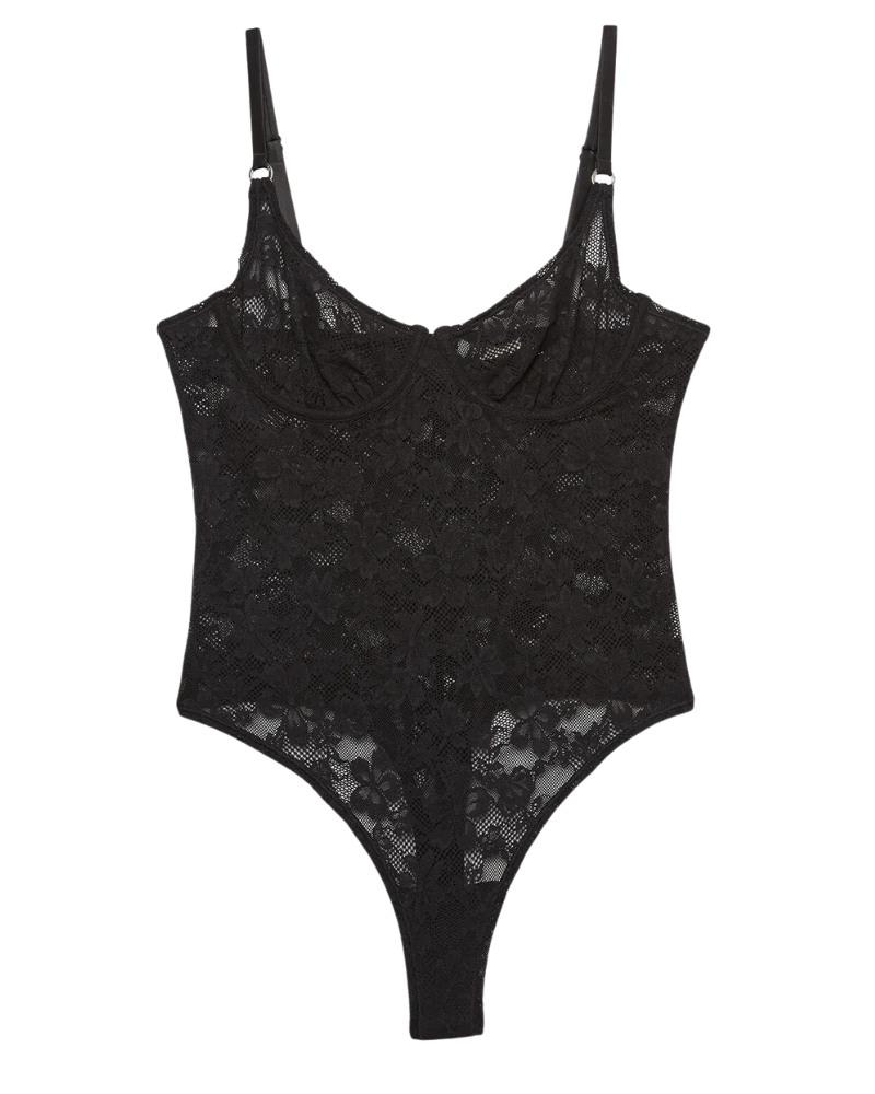 Le Stretch Lace Bodysuit, Black – Kismet Montecito