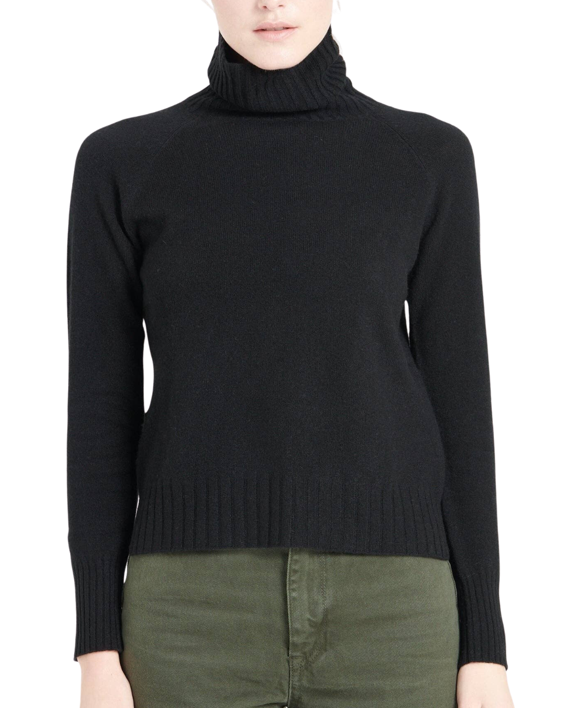 Lily Ribbed Cashmere Turtleneck, Noir