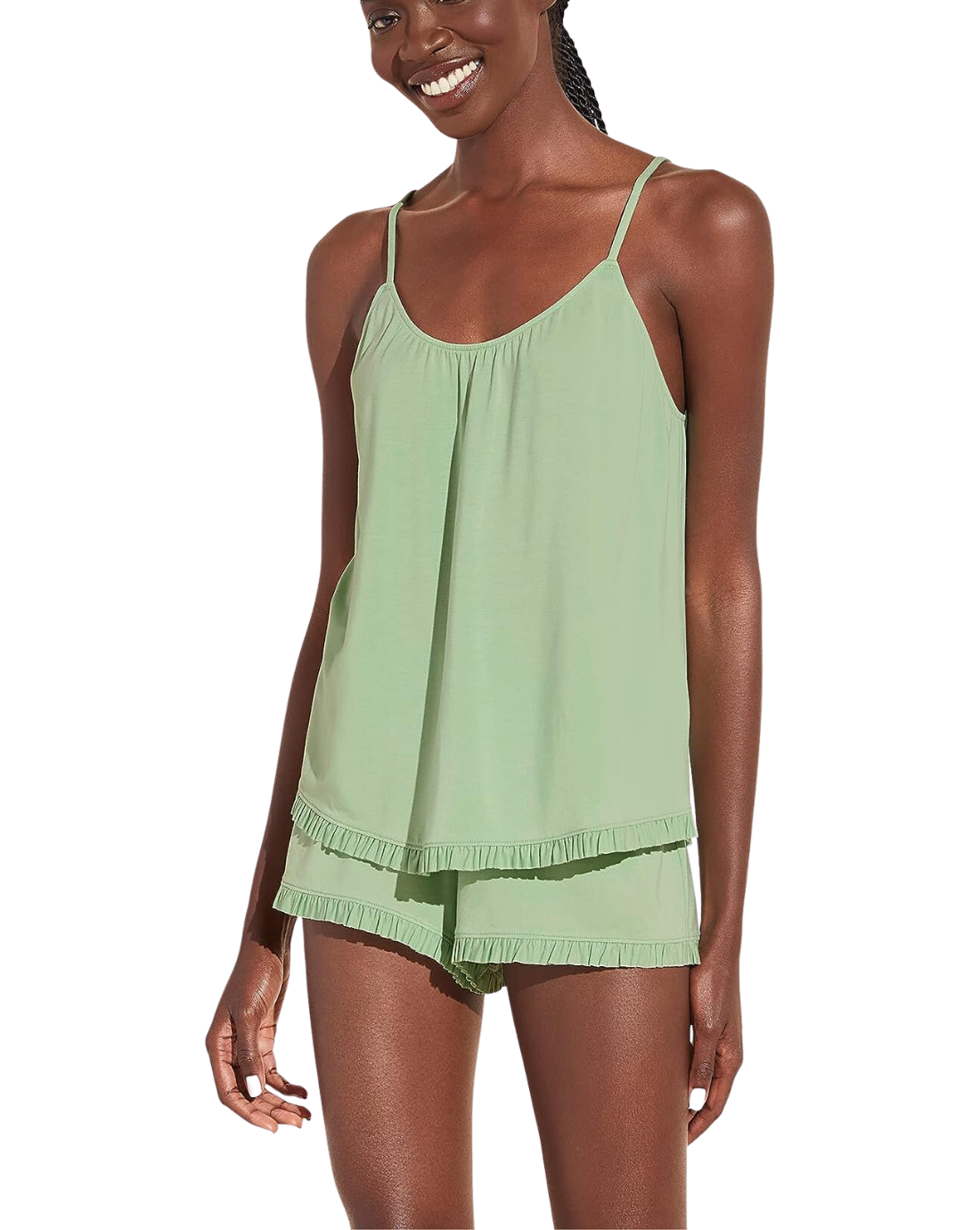 Gisele Modal Ruffle Cami & Short Set, Pistachio