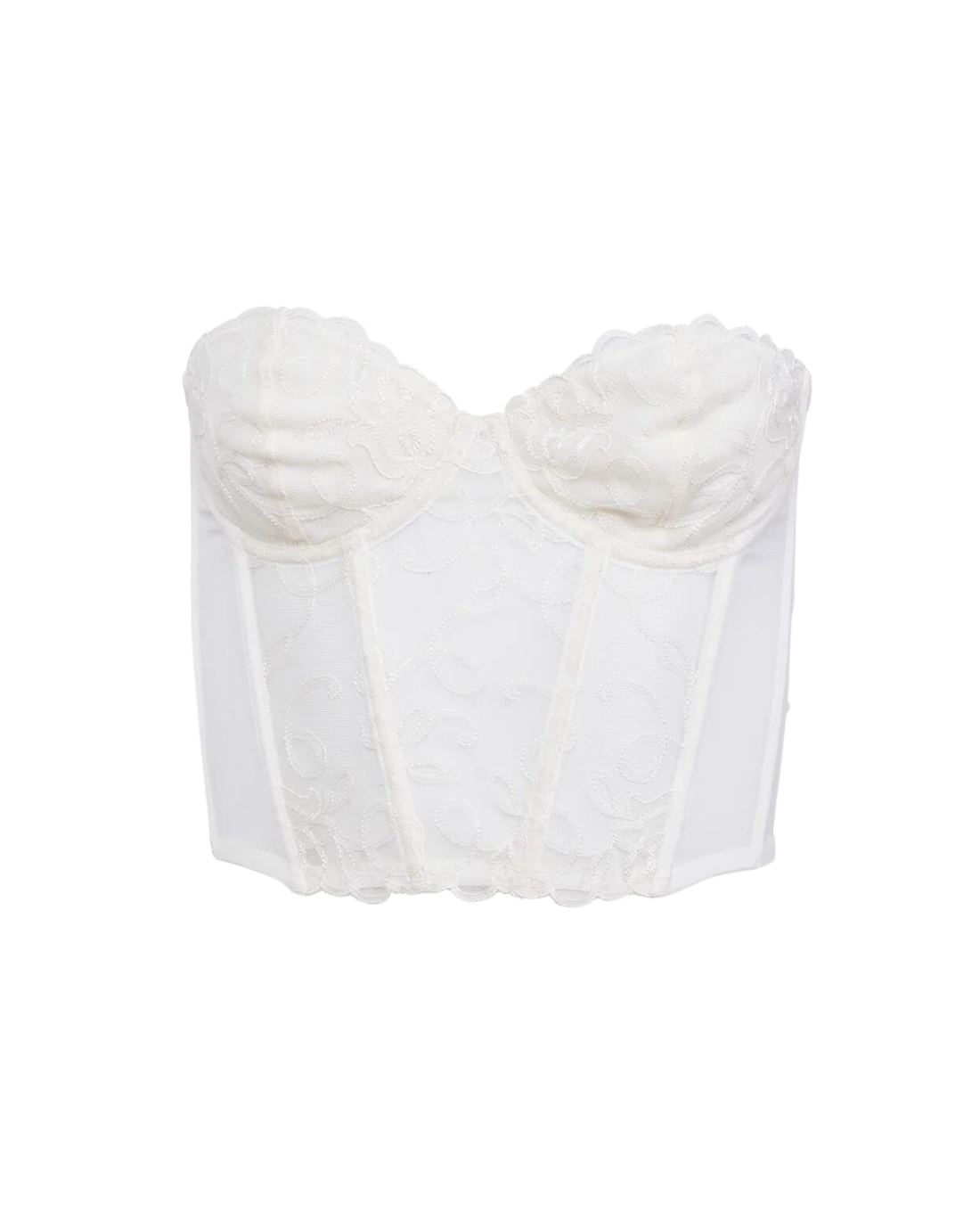 Bella Embroidery Open Back Bustier, Ivory