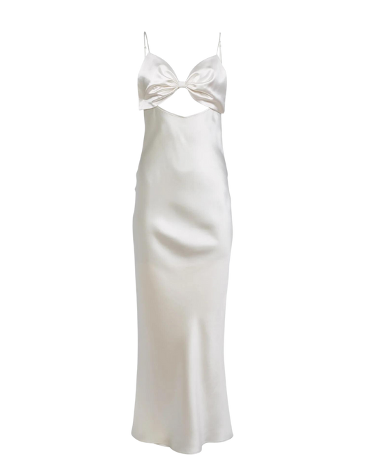 Bow Slip Dress, White