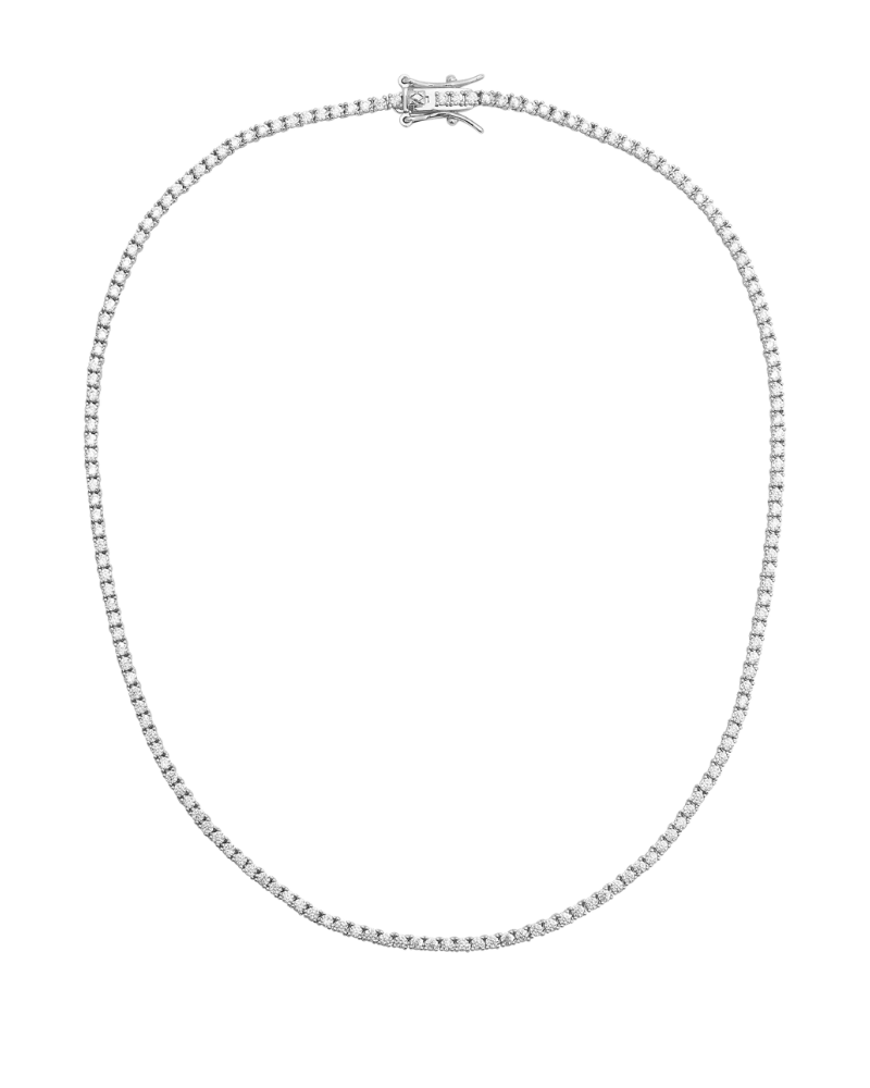 Mini Amina Tennis Necklace, Silver