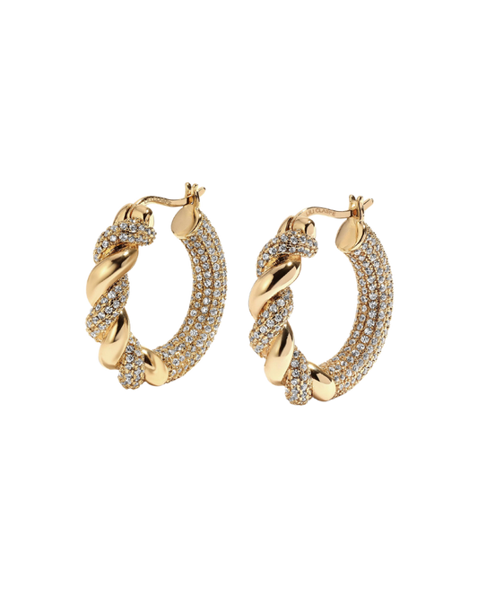 Pave Small Lilou Earrings, Gold