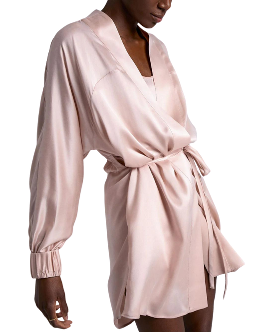 Washable Silk Robe, Delicate Pink