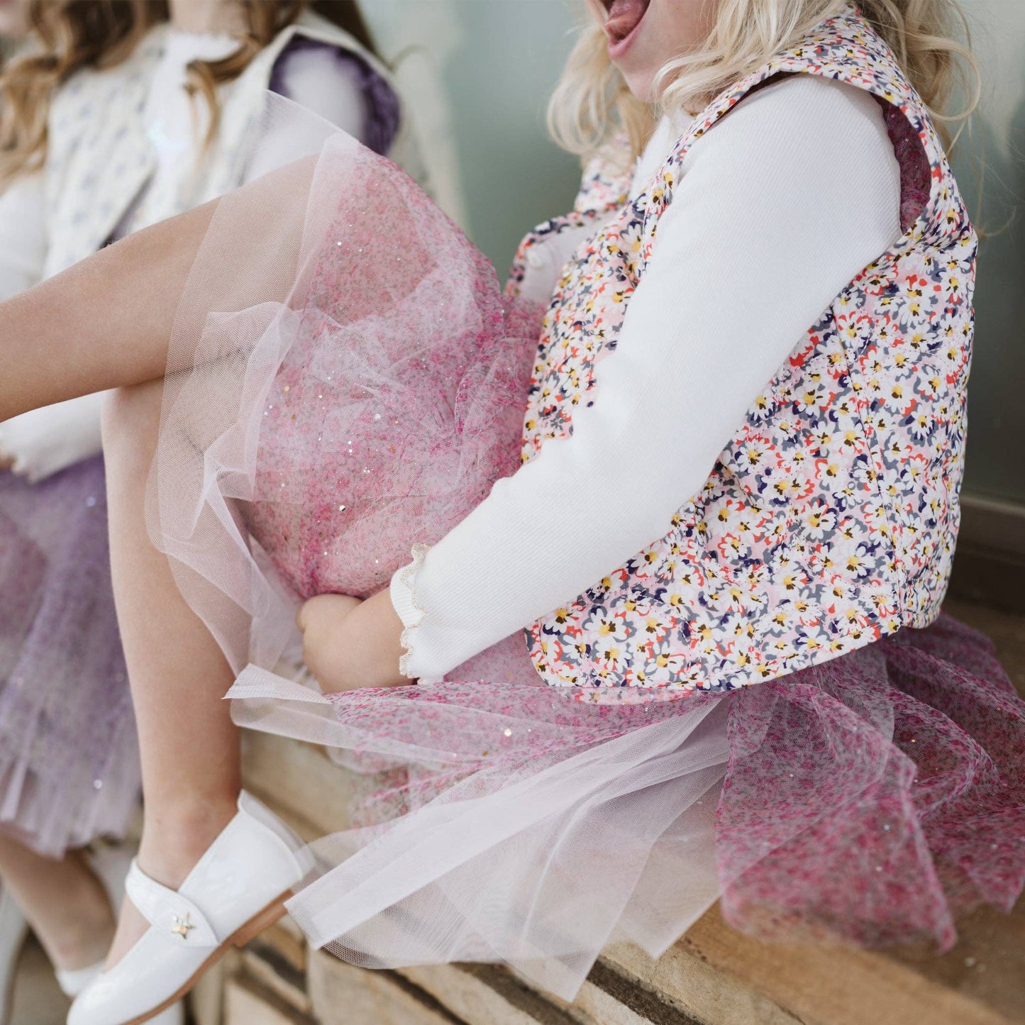 Flower Frill Vest, Pink
