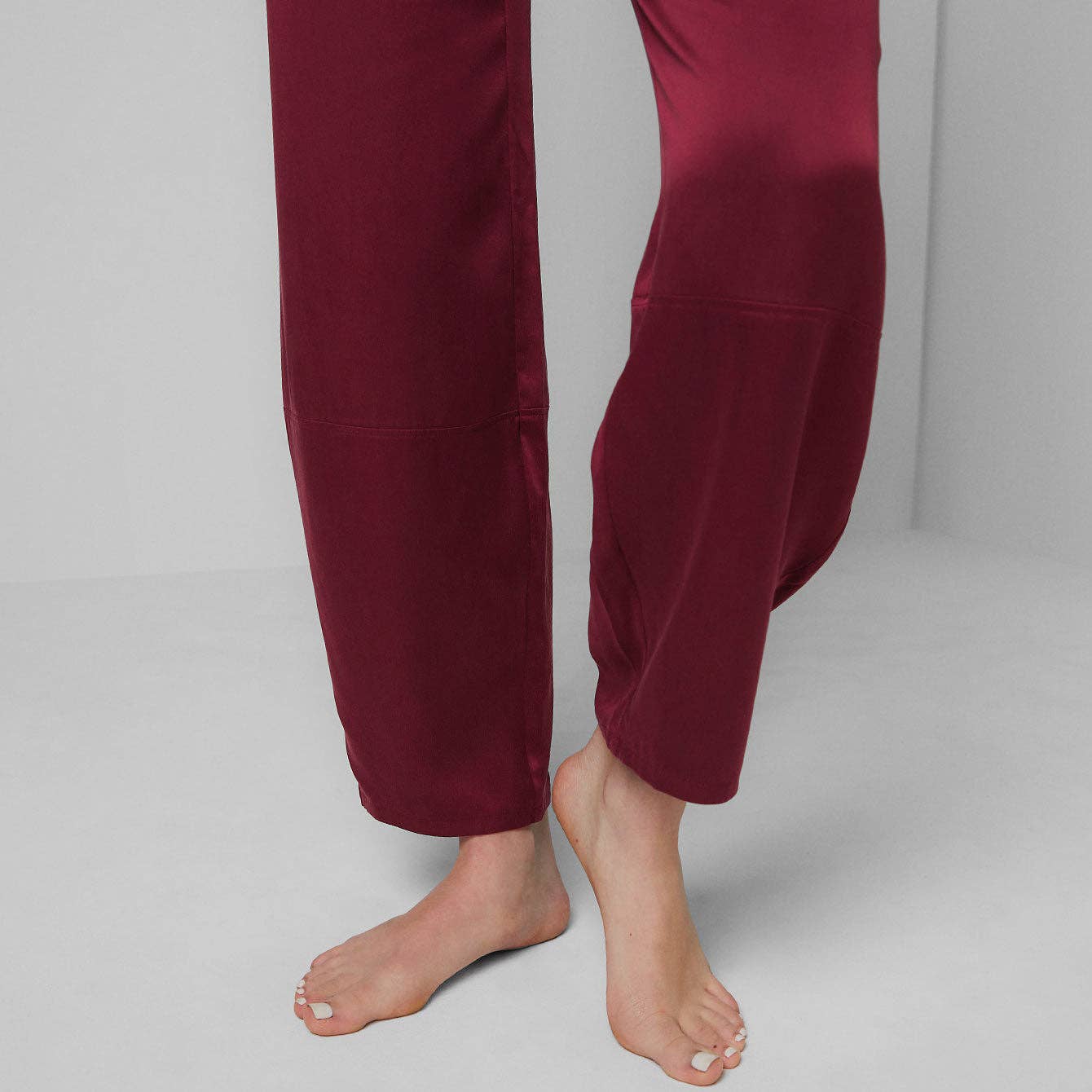 Washable Silk Tank Shaped Pant Set, Wine
