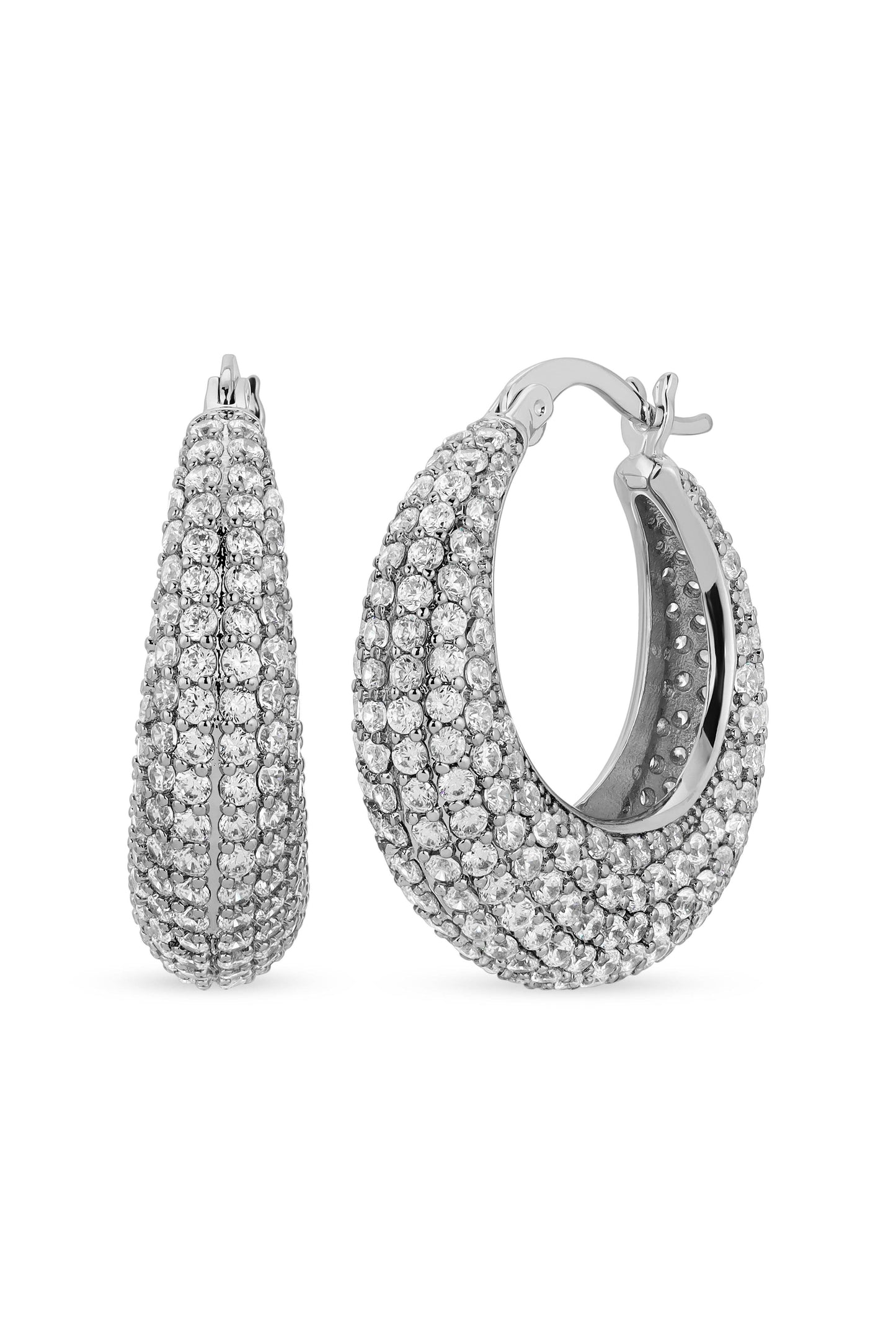 Pave Small Becca Hoops: SILVER