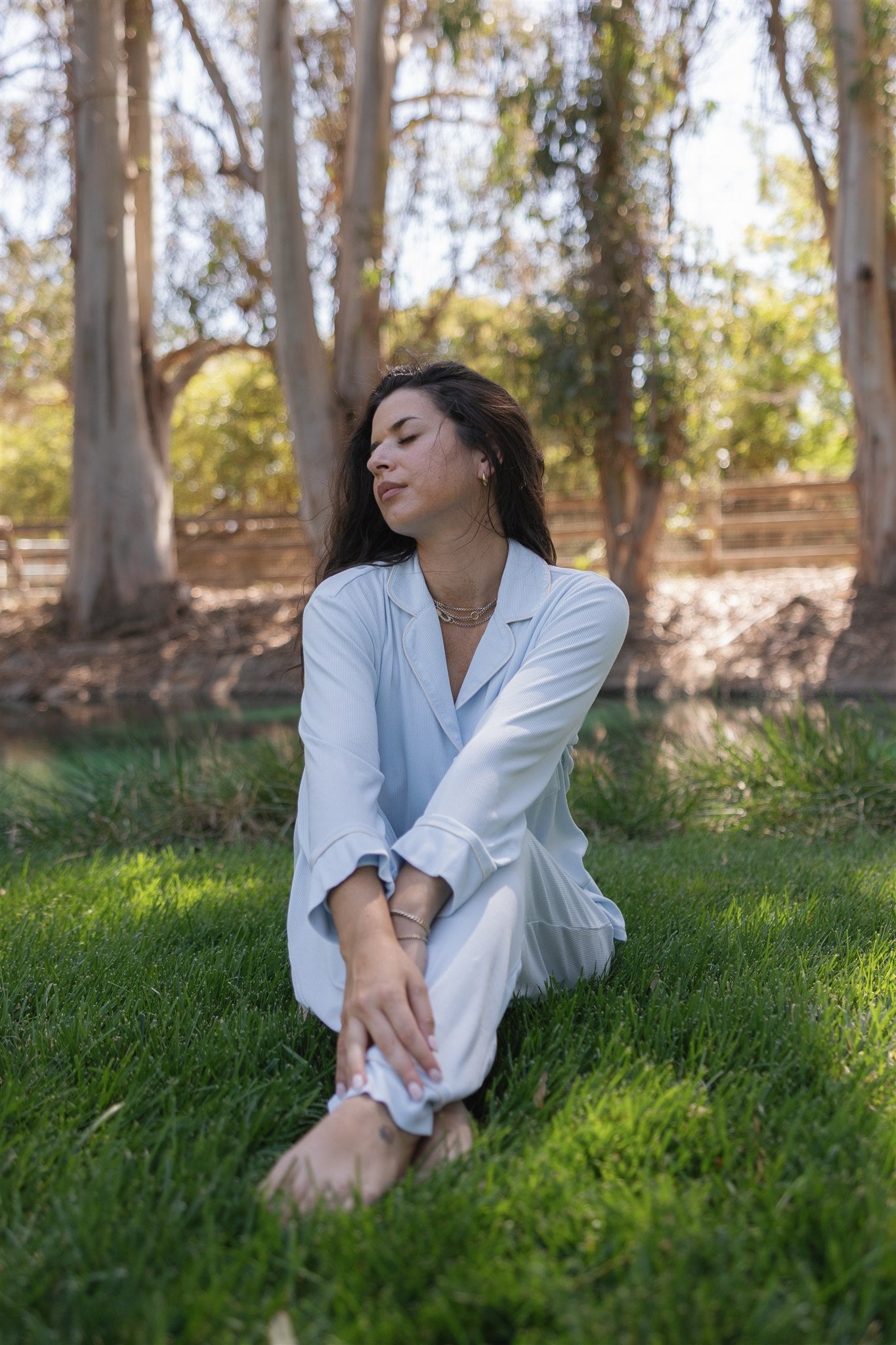 Angel Rib Long Sleeve Pajama, Sky