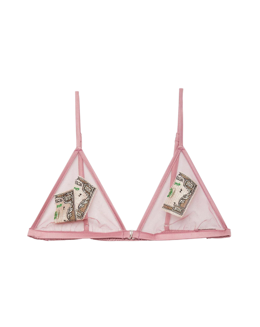 Big Spender Embroidery Triangle Bra, Rose Gold