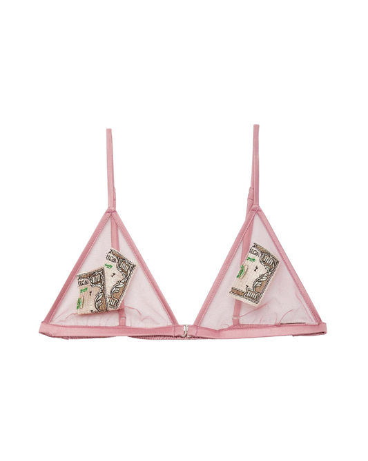 Big Spender Embroidery Triangle Bra, Rose
