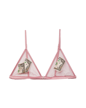 Big Spender Embroidery Triangle Bra, Rose Gold