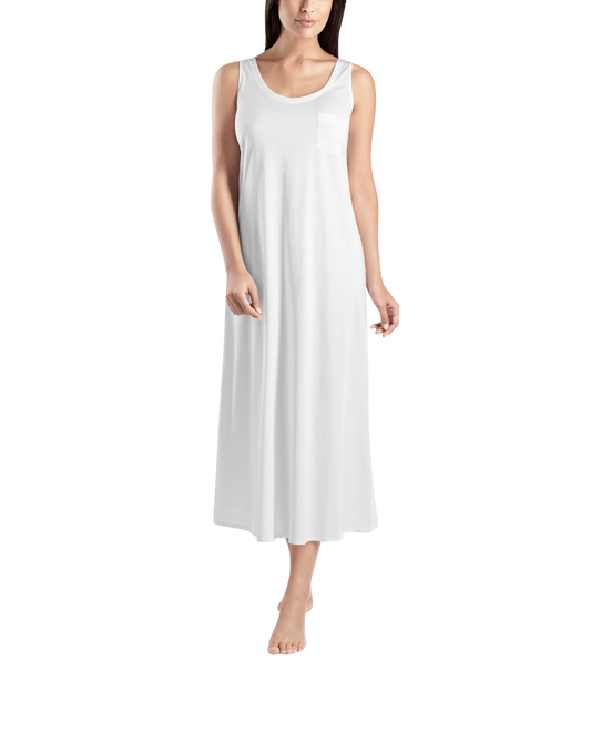 Cotton Deluxe Long Tank Gown, White
