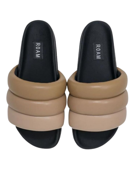 Puffy Vegan Leather Sandals, earth