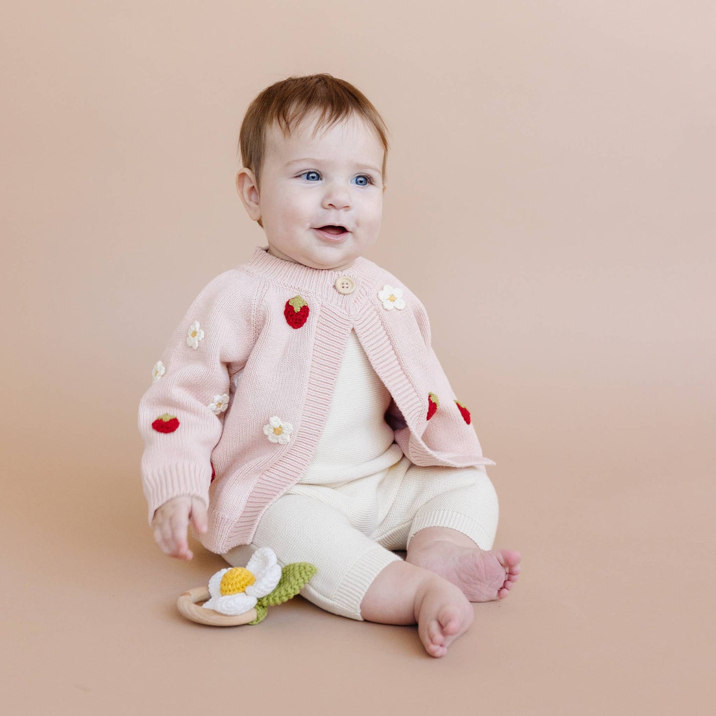 Cotton Strawberry Flower Cardigan
