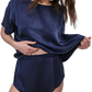 Washable Silk Tee Set, Deep Blue