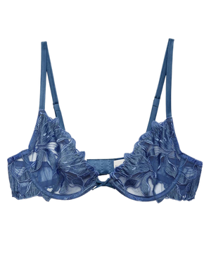 Lily Embroidery Plunge Demi Bra, Denim