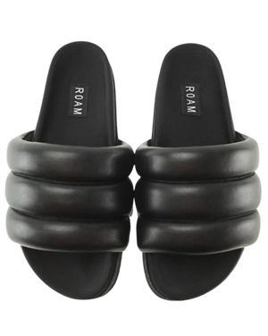 Puffy Vegan Leather Sandals, black