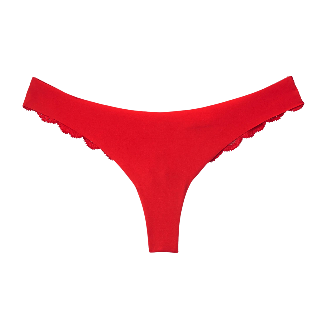 Charlotte Lace Seamless Thong, Red