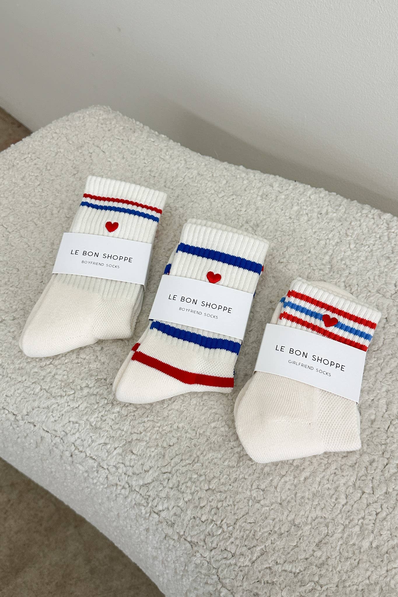 Embroidered Boyfriend socks, Milk Heart