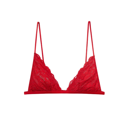 Charlotte Lace Triangle Bra, Red