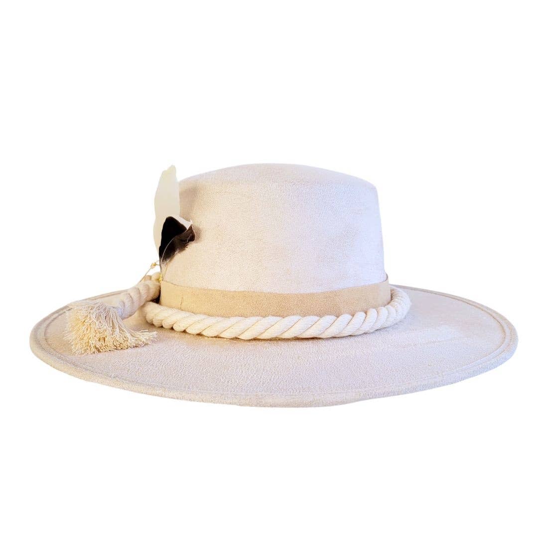 Amadis Boater Hat, Beige