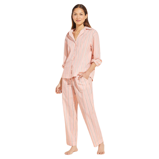 Organic Sandwashed Cotton - The Long PJ Set, Rose Cloud Stripe