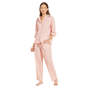 Organic Sandwashed Cotton - The Long PJ Set, Rose Cloud Stripe