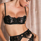 Sequin Violet Embroidery Balconette Bra, Black