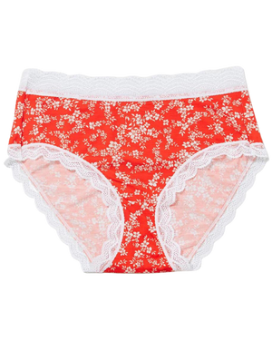 High Rise Knicker, Red Ditzy