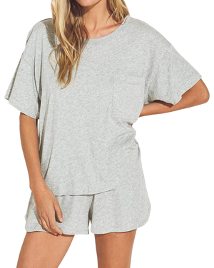 Aloe Cotton Short Sleeve Top, Heather Grey