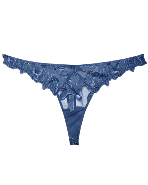 Lily Embroidery Hipster Thong, Denim