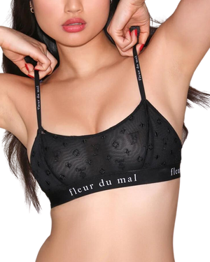 Monogram Embroidery Soft Bralette, Black