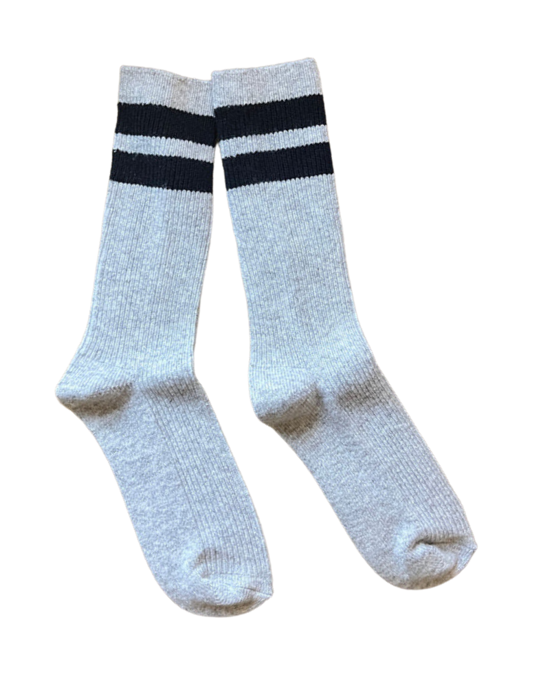 Grandpa Varsity Socks, Grey Navy Stripe