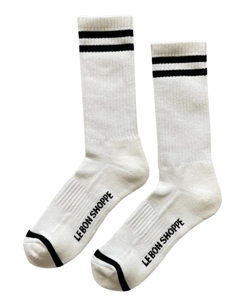 Extended Boyfriend Socks, Classic White