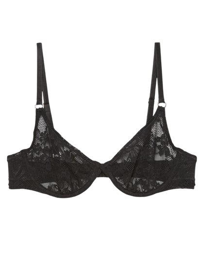 Le Stretch Lace Demi Bra, Black