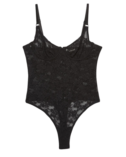 Le Stretch Lace Bodysuit, Black